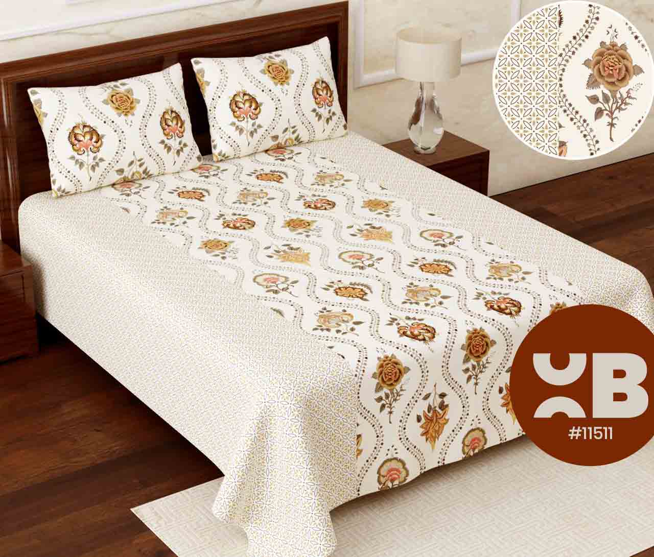 Attractive rose design Super King Size Double Bedsheet with two Pillow Covers ( 110X115)